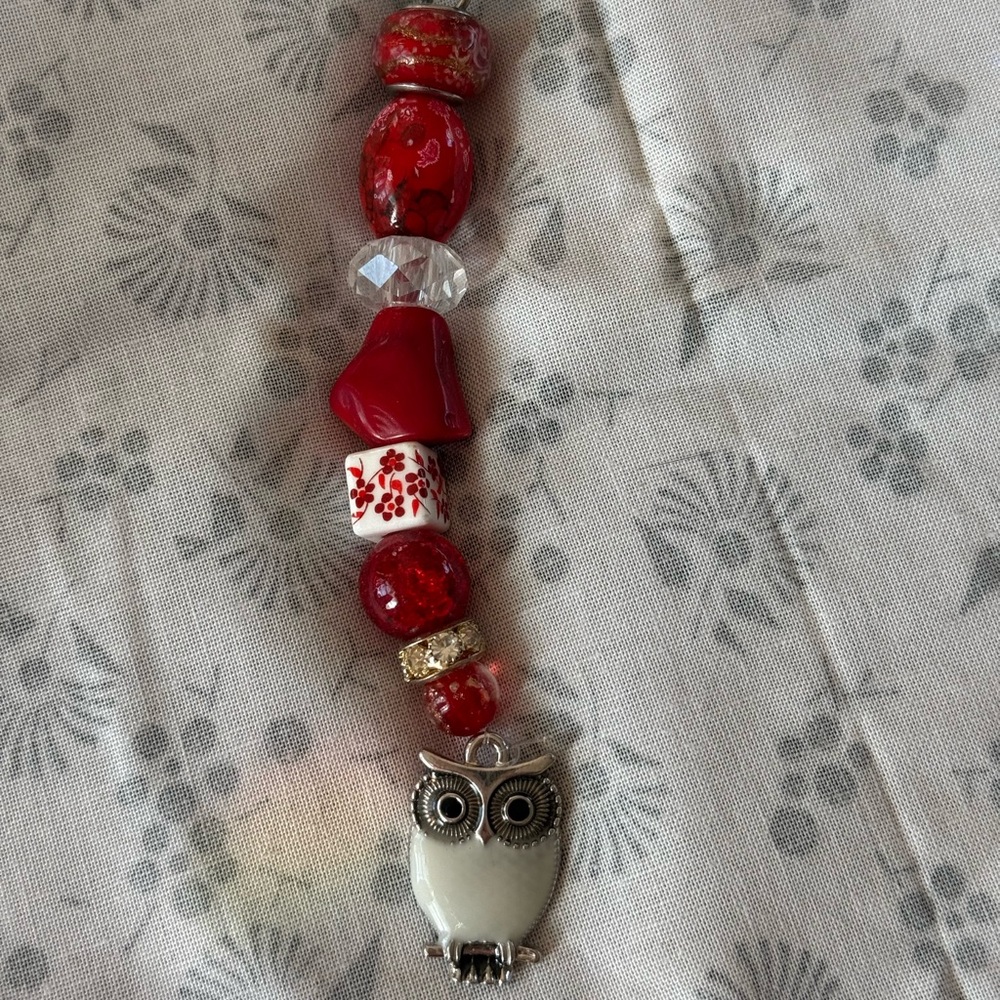 Hand Crafted Red and Silver Owl Key Holder